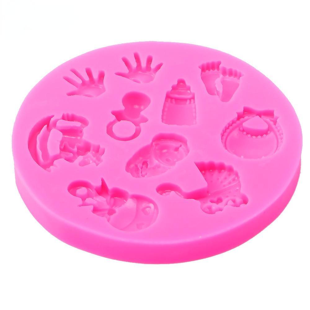 Silicone Mold Baby Shower Party Stroller Hand Bottle Trojan 3D Fondant Cake Candy Decorating Tools