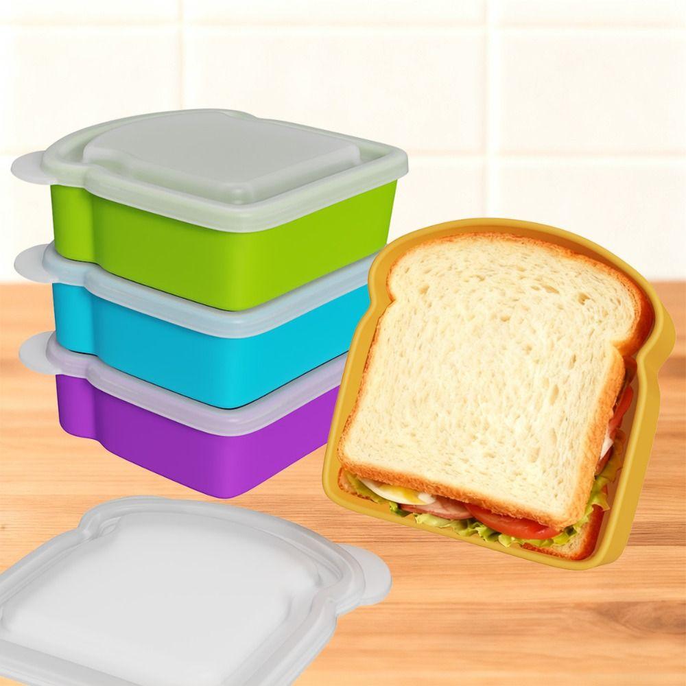 Airtight Silicone Sandwich Box With Lid Prep Keeper Dishwasher Safe Food Container  Snacks