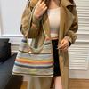 Chic Striped Woven Shoulder Bag for Girls Women Large Capacity Summer Beach Straw Tote Bag for Everyday & Vacation Use KTY