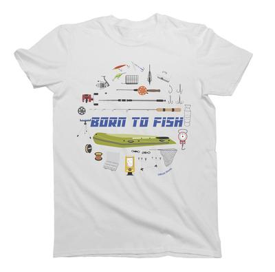 Футболка Born To FISH Мужская Рыбалка Рождество Подарок Рыбаку Ему День Рождения