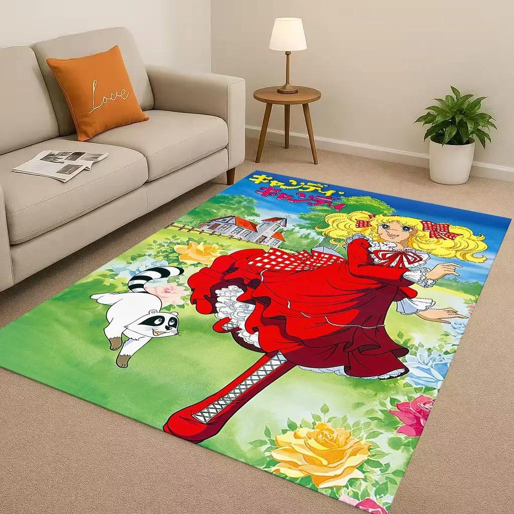 Retro Candy Candy Sweet Girl Cartoon Room Non-Slip Area Rug Soft Carpet for Bedroom Playroom Sofa,Easy Clean Home Decor Doormat