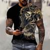 Мужские футболки летние топы с рисунком животных и тигра 3D-принтом футболки летние женские уличные модные футболки больших размеров мужская одежда