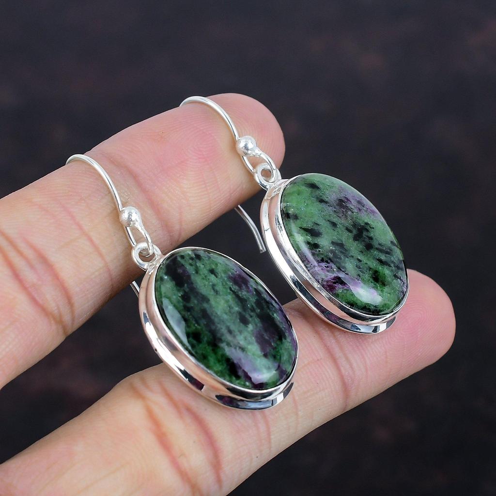 Ruby Zoisite Earring Natural Gemstone Earring Decent Jewelry 925 Sterling Silver Earring Ruby Zoisite Jewelry Handmade Earring Gifts For Her