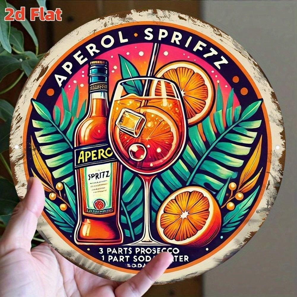 Жестяная табличка Aperol Spritz Винтажная 8x8 дюймов, Ретро Алюминиевый Плакат для Стены Бара