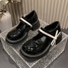 2024 Spring and Autumn Foreign Style New Small Leather Shoes Platform-soled Retro Bow Loafers Versatile British Style Fashion Shoes