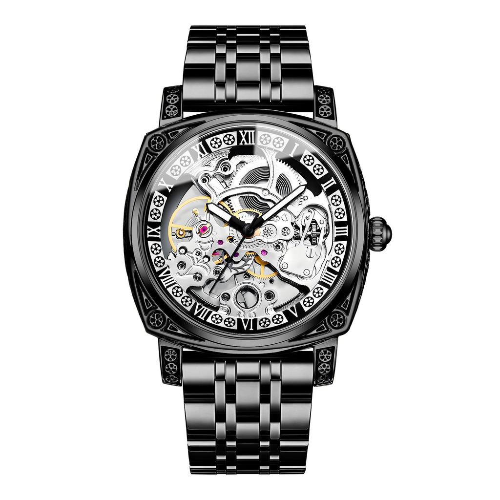 BINBOND Automatic Tourbillon Mechanical Wristwatches For Men Luminous Waterproof men's Watch Business Skeleton Luxury Reloj