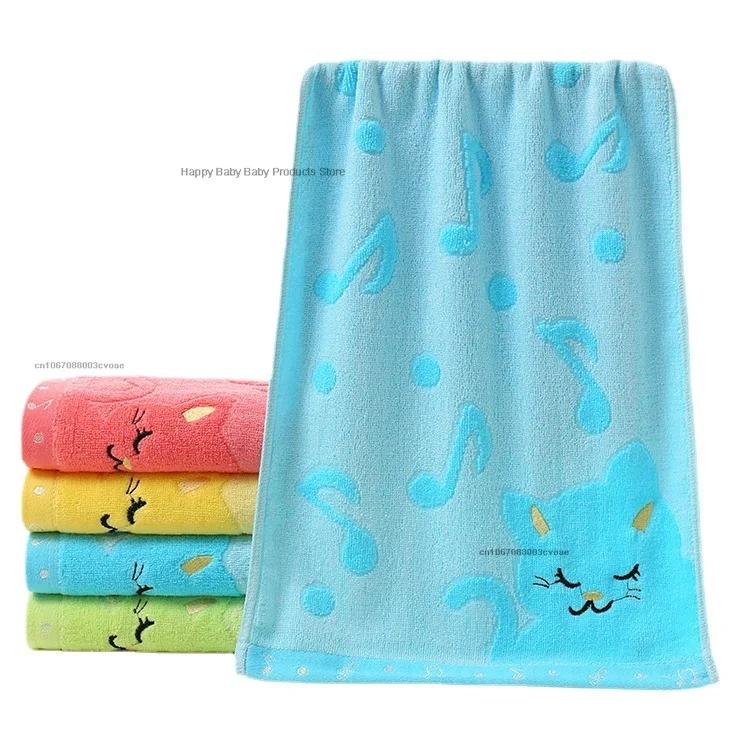 1pc Soft Children Baby Towel Washcloth Bathing Feeding Cartoon Cat Cotton Towel for Newborn Infant Handkerchief Shower Cloth