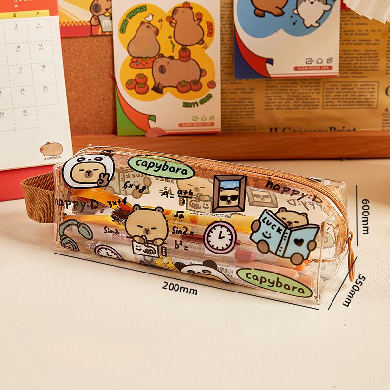 1 шт. милый капибара прозрачный ПВХ пенал портативный Kawaii сумка для ручек для мальчиков и девочек водостойкая канцелярские принадлежности для офиса и школы