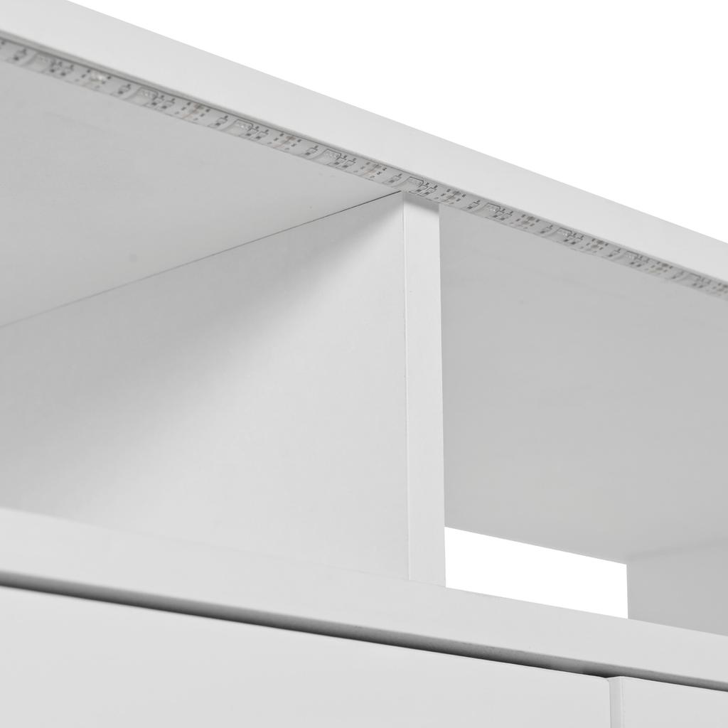 Sideboard with LED, White High Gloss, TV Cabinet, Highboard, Buffet Cabinet for Dining Room