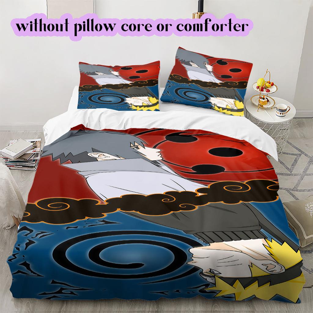 Naruto Cartoon characters 3pcs Cartoon Print Bedding Set Duvet Cover Children's Gift Various Sizes Extra Large Size New