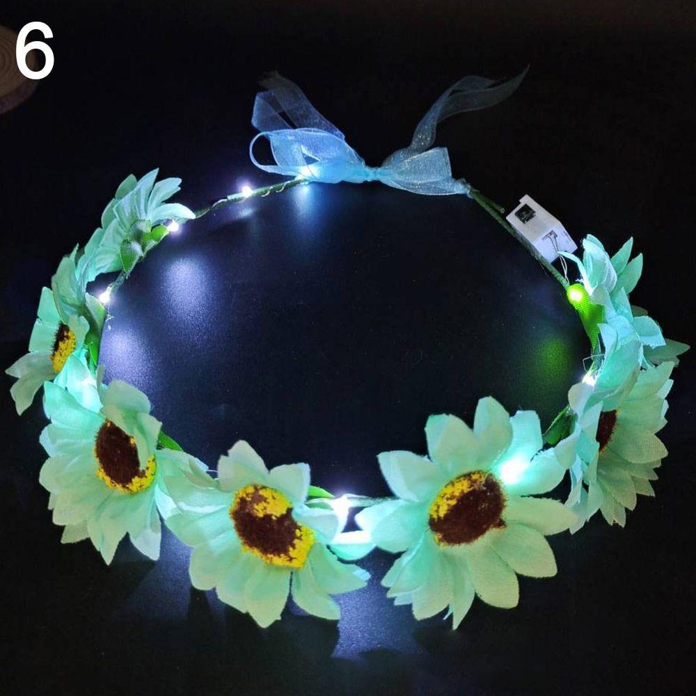 Hairband Glowing LED Wreath Halloween Crown Flower Light Up Headband Christmas Party Decoration