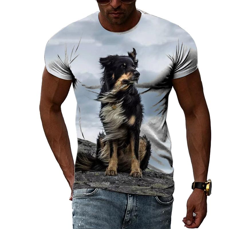 Interesting Animal Dog Graphic T Shirts For Men Summer Fashion Casual Personality Creative Design Street Style 3D Print Tees Top