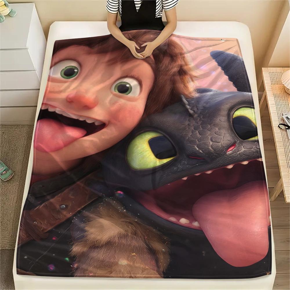 How to Train Your Dragon Hiccup & Toothless Flannel Blanket, High quality Comfortable for All Seasons, Home Decor, Warmth and Comfort for Gifts.