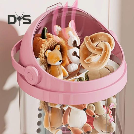Transparent Vertical Toy Organizer Doll Storage Bucket Large Capacity Dustproof Easy To Install Vertical Stuffed Animal Storage Tube