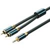 VENTION 1,5м Зеленый 3,5 мм Штекер на 2 RCA Штекера Аудиокабель, Хлопковая Оплетка, HiFi