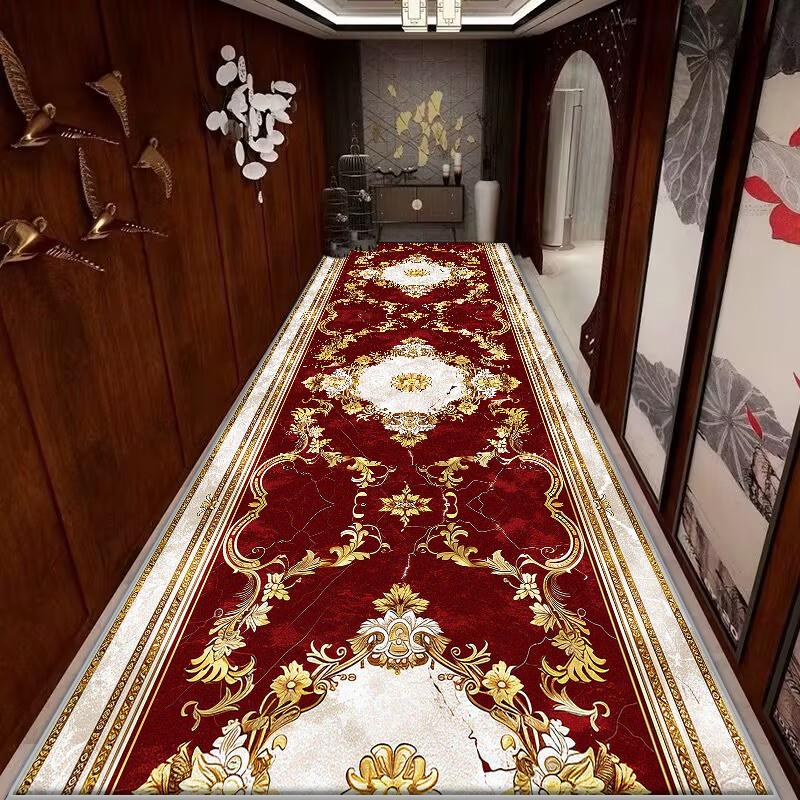 Ковер в европейском стиле, нескользящий, длинный, для коридора, украшение дома, коврики-дорожки в стиле легкой роскоши, для прихожей, моющийся коврик, для лобби, настраиваемый мат