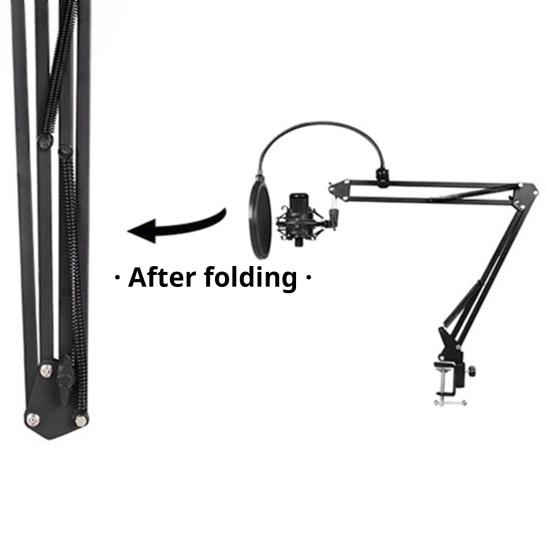 Складная подставка для микрофона, зажим с универсальным гибким адаптером, вращение на 360 градусов, двойные опорные пружины