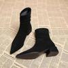 Fashion New Women's Pointed Toe Ankle Boots High Heels Sexy Chunky Designer Chelsea Boots Elegant Low Heels Short Booties