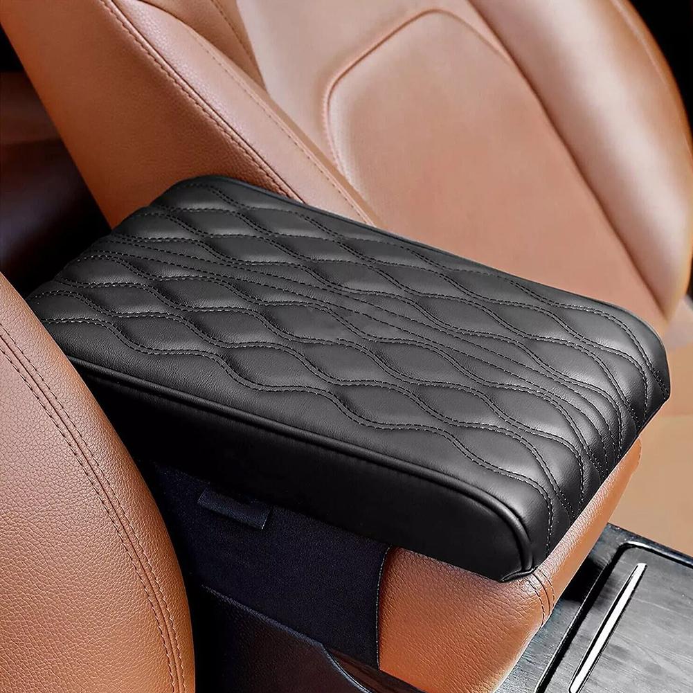 Wave Embroider PU Leather Car Armrest Mat Center Console Arm Rest Protection Cushion Auto Armrests Storage Box Cover Pad