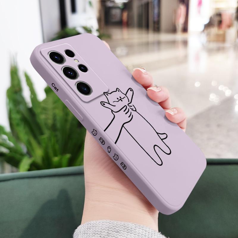 Fidgeting Cat Phone Case For Samsung Galaxy S25 S24 S23 S22 S21 S20 Ultra FE S10 S10E Plus Note 20 Ultra Silicone Cover