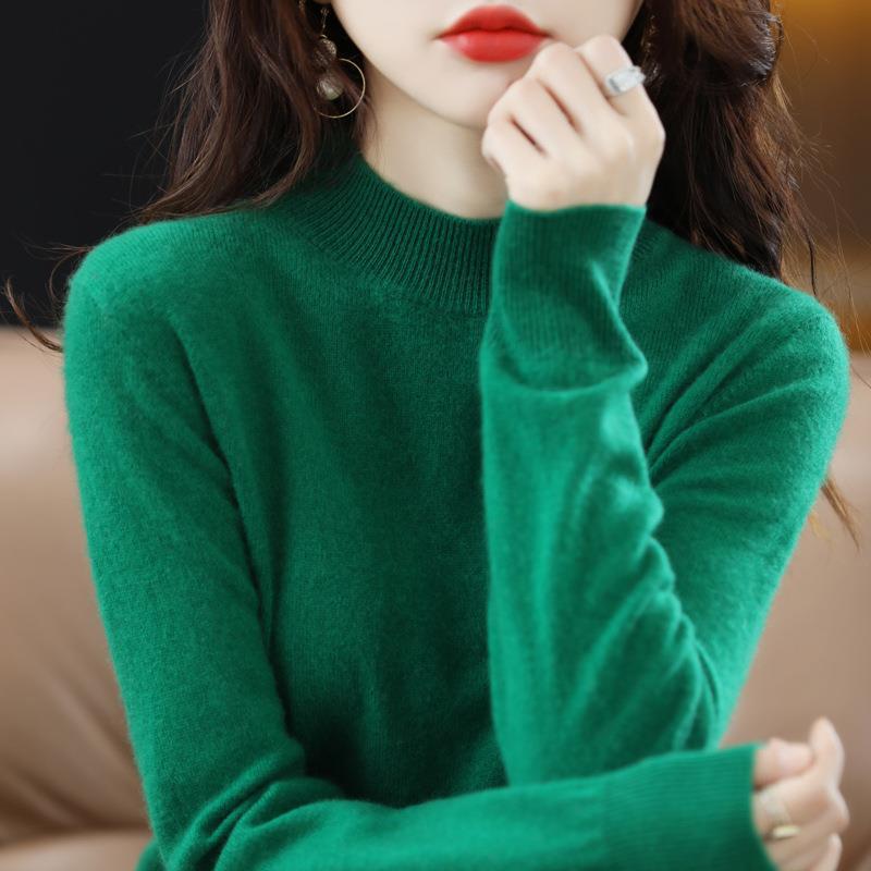 INDFS Женская мода Повседневный Осень Зима Однотонный Принт Длинный Рукав Полуводолазка Свитера