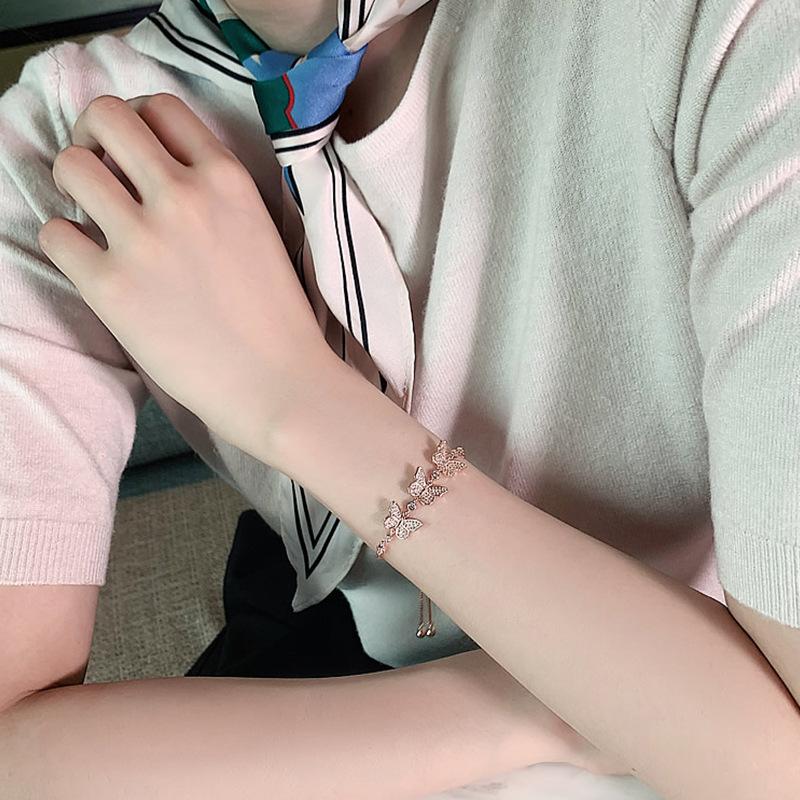 Браслет с бабочкой и инкрустацией цирконами для женщин, регулируемый, золотистого цвета, эстетичные браслеты, темперамент, роскошный дизайнерский циркон