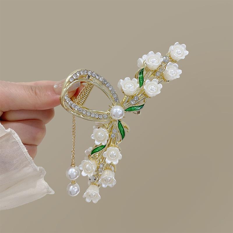 Новинка 2023 года, роскошная заколка для волос с кисточками и стразами, зажим в стиле ретро с цветком, заколки для волос в виде краба, заколки для волос для женщин и девочек, аксессуары для волос, подарок