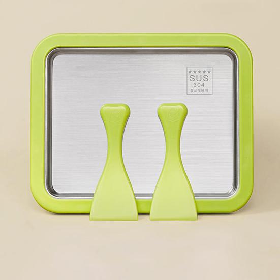 Fried Ice Machine Stainless Steel Large Freezing Tray with 2 Non-Stick Scrapers Fried Yogurt Maker for Rolled Ice Cream Popsicles