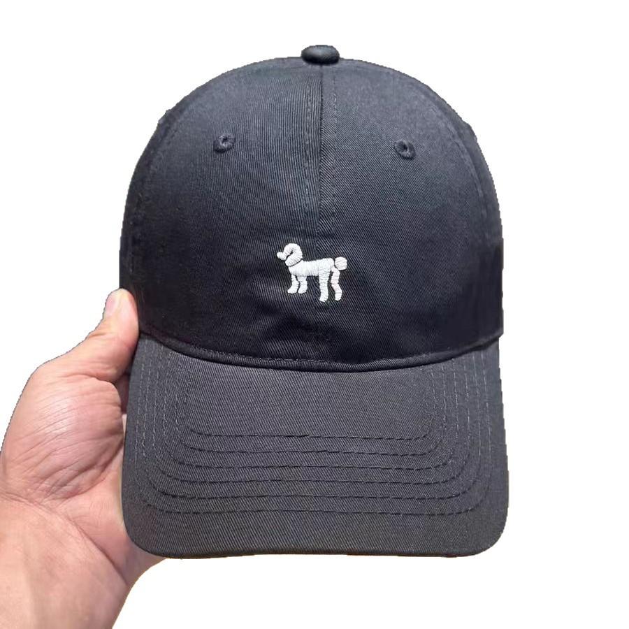 Simple puppy embroidery baseball cap for women, spring sunshade, three-dimensional sun protection hat, face-slimming baseball cap