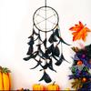 Ловец снов из черного пера на Хэллоуин для домашнего офиса, гостиной, спальни, настенное искусство, подвесное украшение ручной работы из перьев, украшение, подвеска