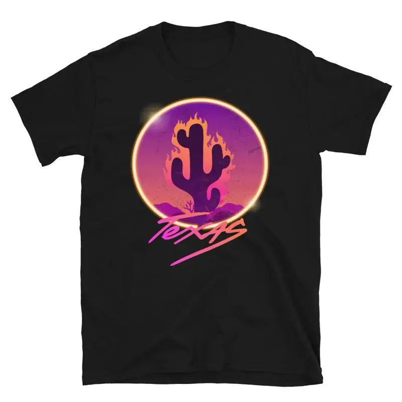 Texas Style Burning Cactus Modern Fashion Art TShirt