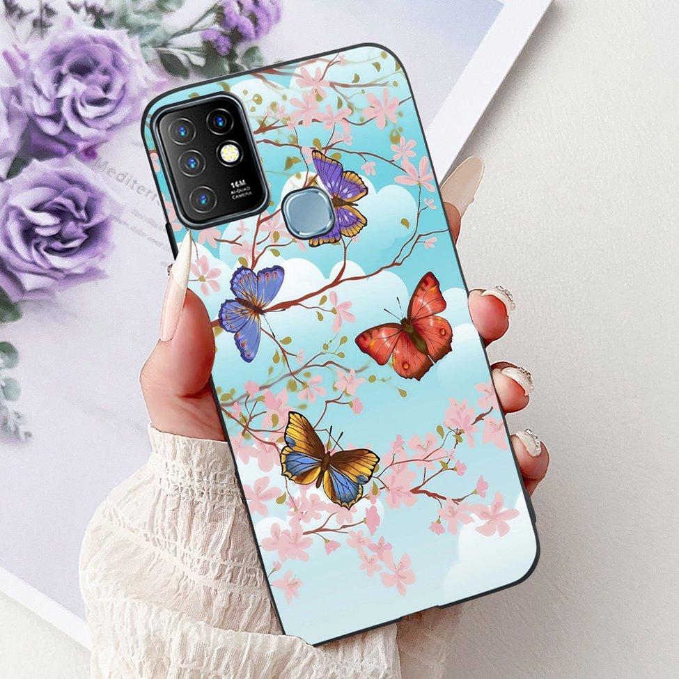 Для Infinix Hot 10 Чехол Силиконовый Милый Кот Модные Цветы Роскошная Расписная Задняя Крышка Для Чехла Телефона Inifnix Hot 10 X682B X682C