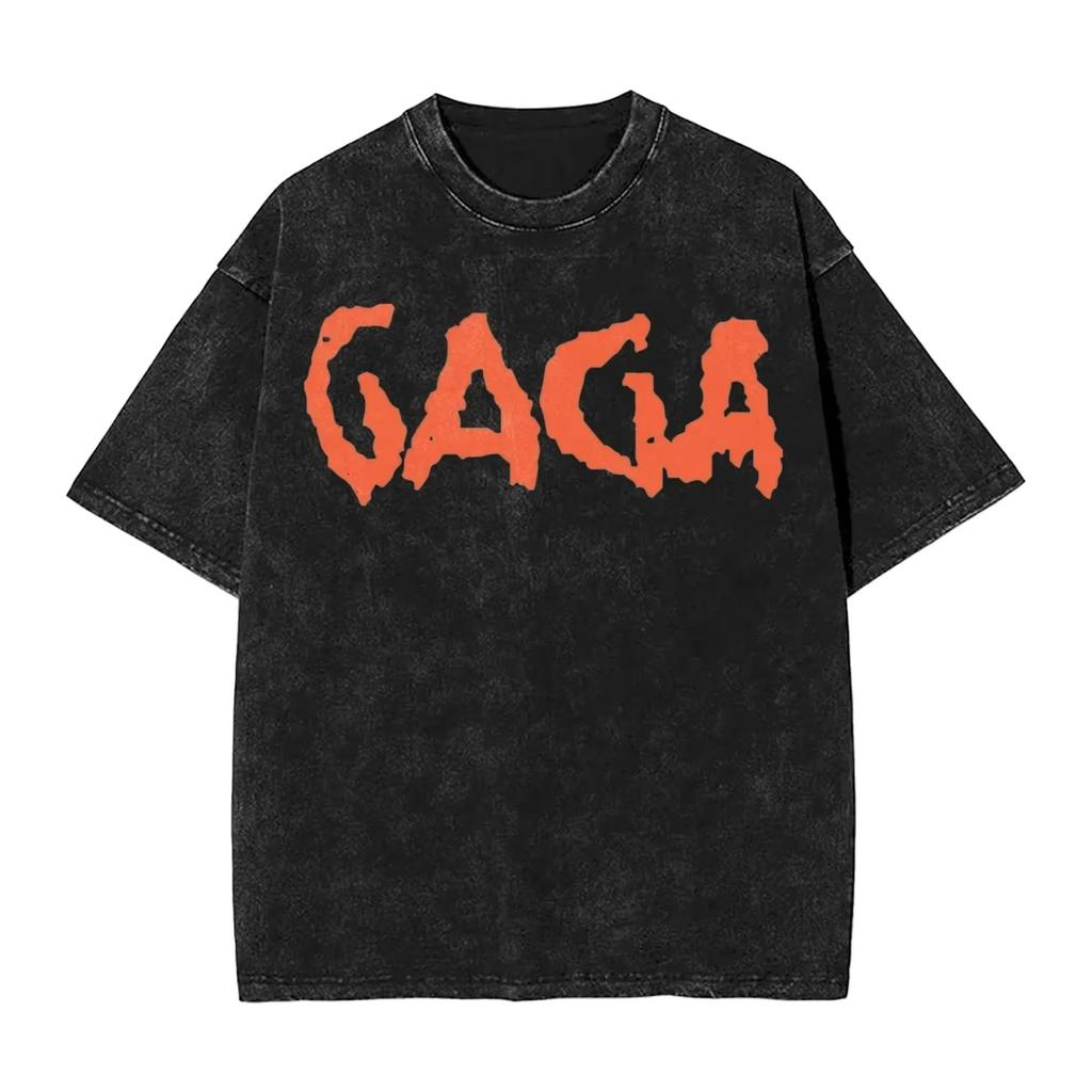Унисекс футболка стритвир Lady Gaga GAGA Drip Font Graphic, тяжелый хлопок, винтажный черный