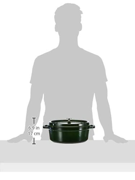 Staub Cocotte Oval Basil Green Large Hand Cast Enamel Pot IH Compatible Japanese La Cocotte Oval "Pico 29cm" [Authorized Product] 40509-363