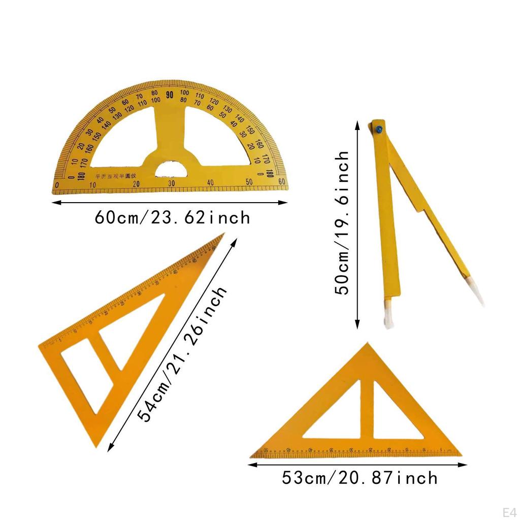 4 Pack Geometry Set for Whiteboard, Math Tools, Ruler And Compass Engineering School Use
