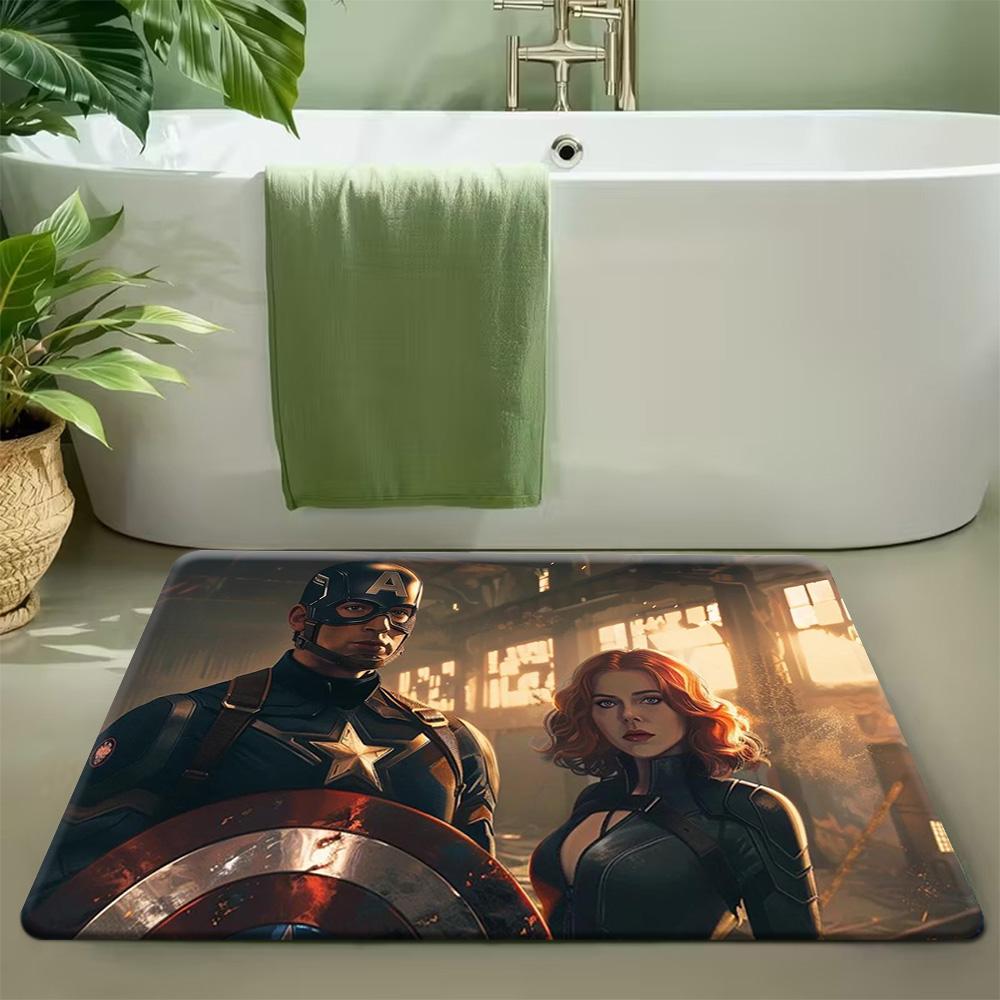 1pc Marvel Themed Printed Doormat, Flannel Machine-Washable Rectangular Rug, Decorative Door Mat, Kitchen Mat, Outdoor Mat, W