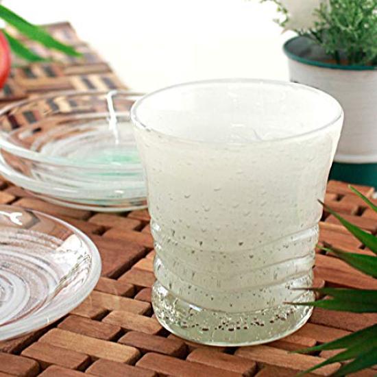 Kubagasaya Ryukyu Glass Ryukyu Glass Rocks Glass with Fluorite Okinawa Souvenir Fluorescent White Wave Glass Phosphorescent Glowing