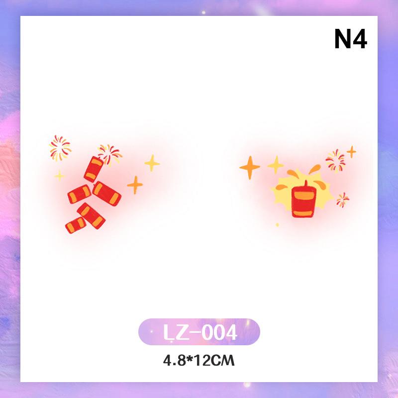 Красные наклейки для татуировок в китайском стиле, водонепроницаемые временные наклейки для татуировок на теле и лице, китайские наклейки для декора в честь года