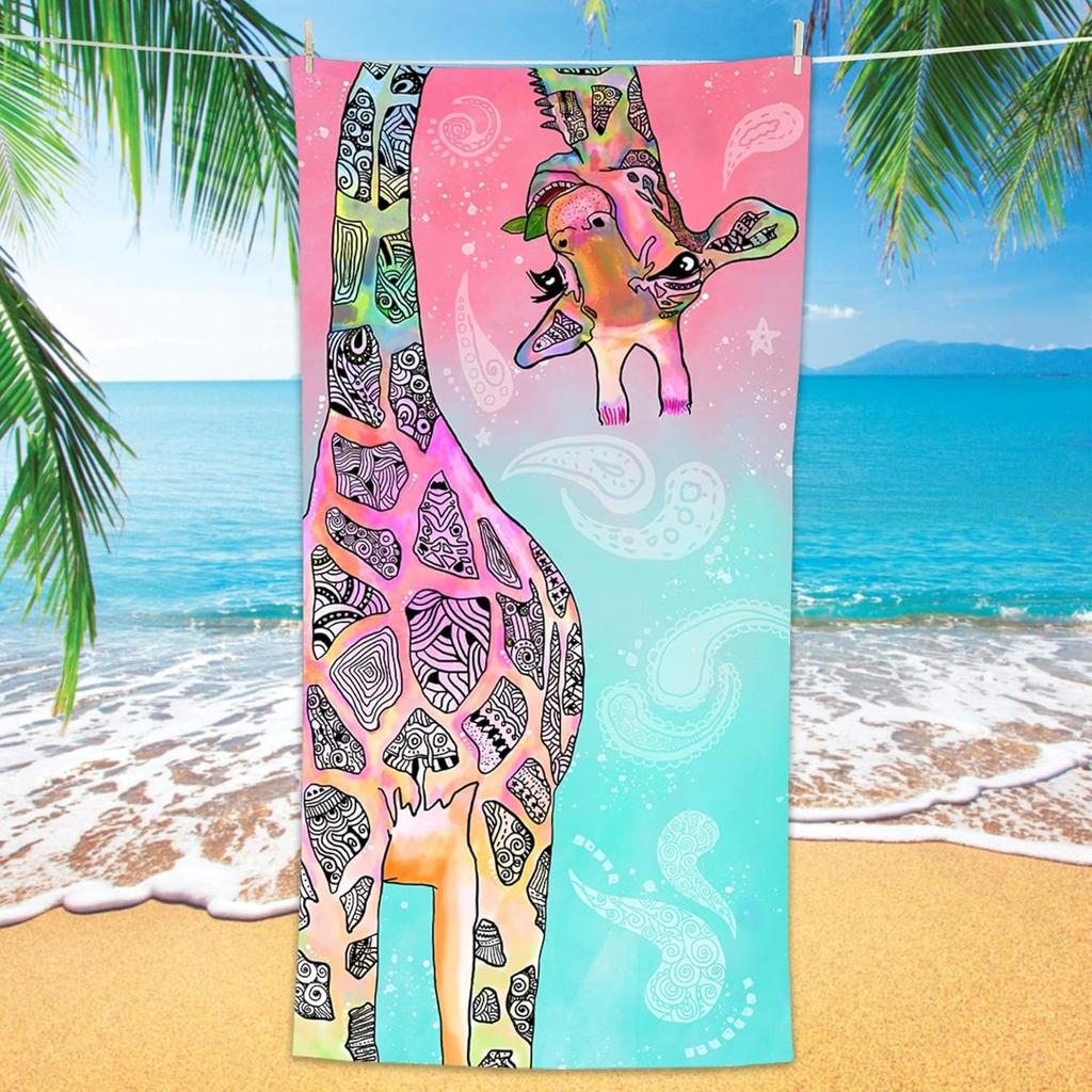 1PC Cute Giraffe Beach Towel for Children friends Gifts Towel Quick-Dry Towel For Bath Yoga Tourism Beach GYM Camping Swimming
