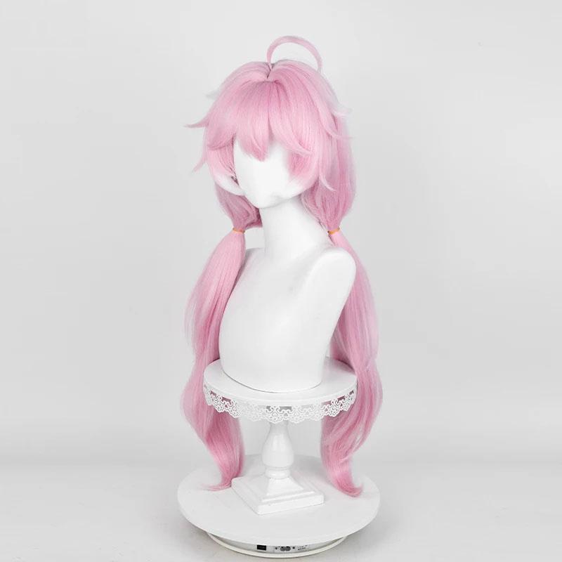 Парик для косплея Encore Game Long Pink White Highlights Unisex Термостойкие синтетические волосы Хэллоуин Аниме Парики + Шапочка для парика