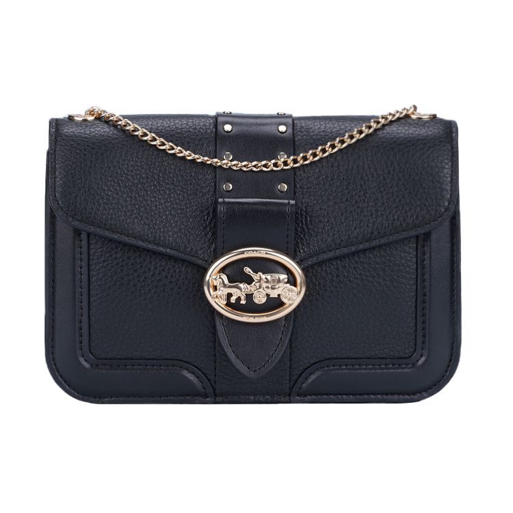 Coach Georgie 20 Horse Carriage Buckle Chain Leather Underarm Small Square Shoulder Bag Women shoulder bag Black 6925-IMBLK