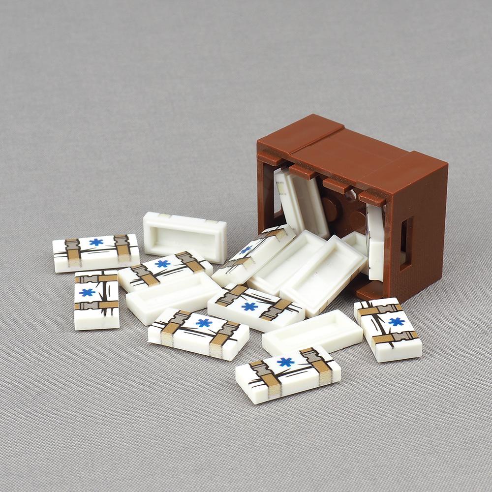Нетоксичный Moc 10 шт. Печать Медицинская Звезда Фиксированный Пакет Лечение 3069 Узор Строительные Блоки Больничная Жизнь Кирпичи Частицы Игрушка Детский Подарок
