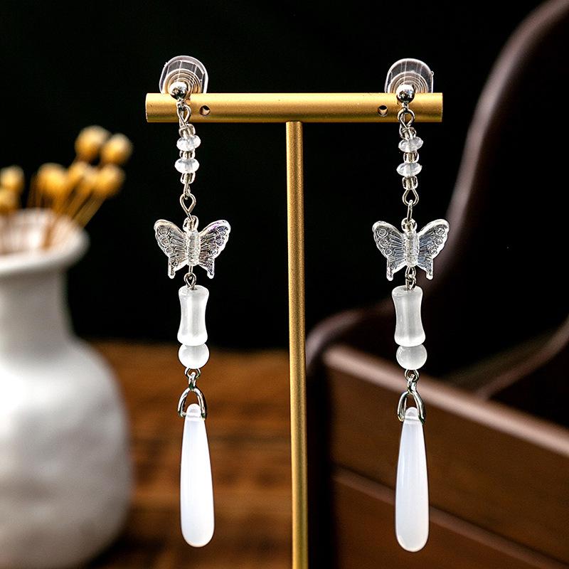 BLINGBAY женские новые серьги с искусственным жемчугом в китайском стиле, серьги с кисточками в форме бабочки в китайском стиле, простые аксессуары Hanfu, ретро-ювелирные изделия