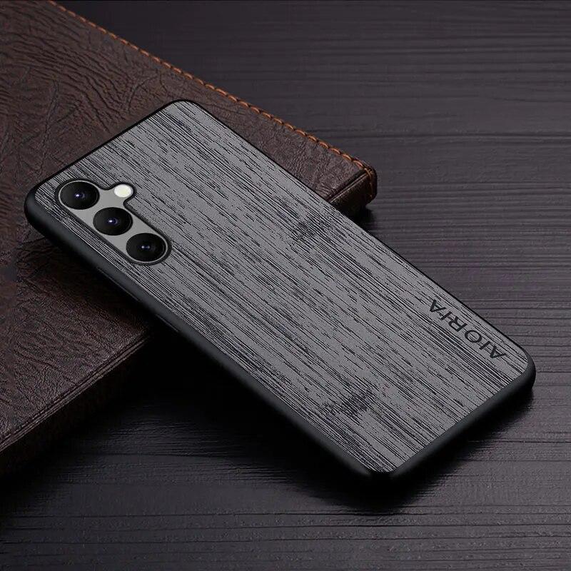 Case for Samsung Galaxy A14 A15 A25 A35 A24 A34 A54 Funda Bamboo Wood Pattern Leather Cover Luxury Coque for Samsung A54 Case