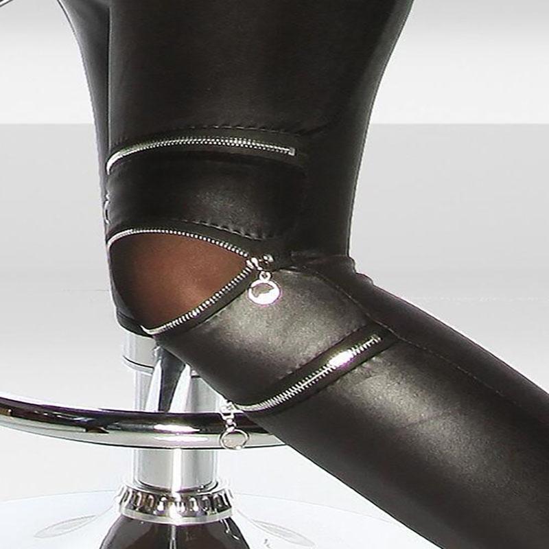 Классическая посадка Облегающие Сексуальные Леггинсы Брюки с тремя молниями из яркой кожи стрейч