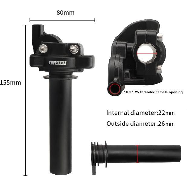 Nibbi Motorcycle Throttle For Honda Yamaha Suzuki Kawasaki, High Sensitivity Short Stroke Light Control Handlebar For Motocross Dirt Bike Pit Bike