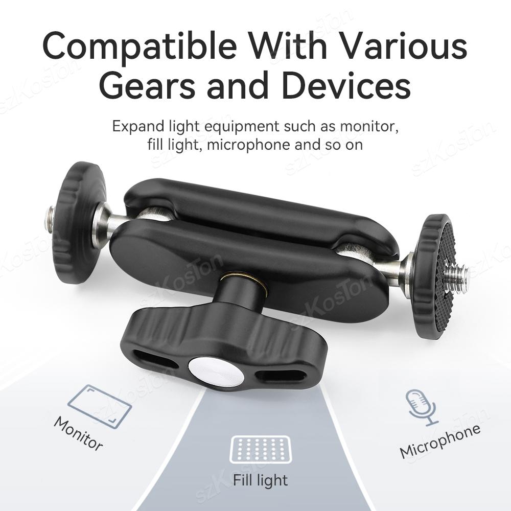 Металлическая двойная шаровая головка Magic Arm с 1/4''винтовым удлинительным креплением для DSLR камеры монитора видео микрофона штатива