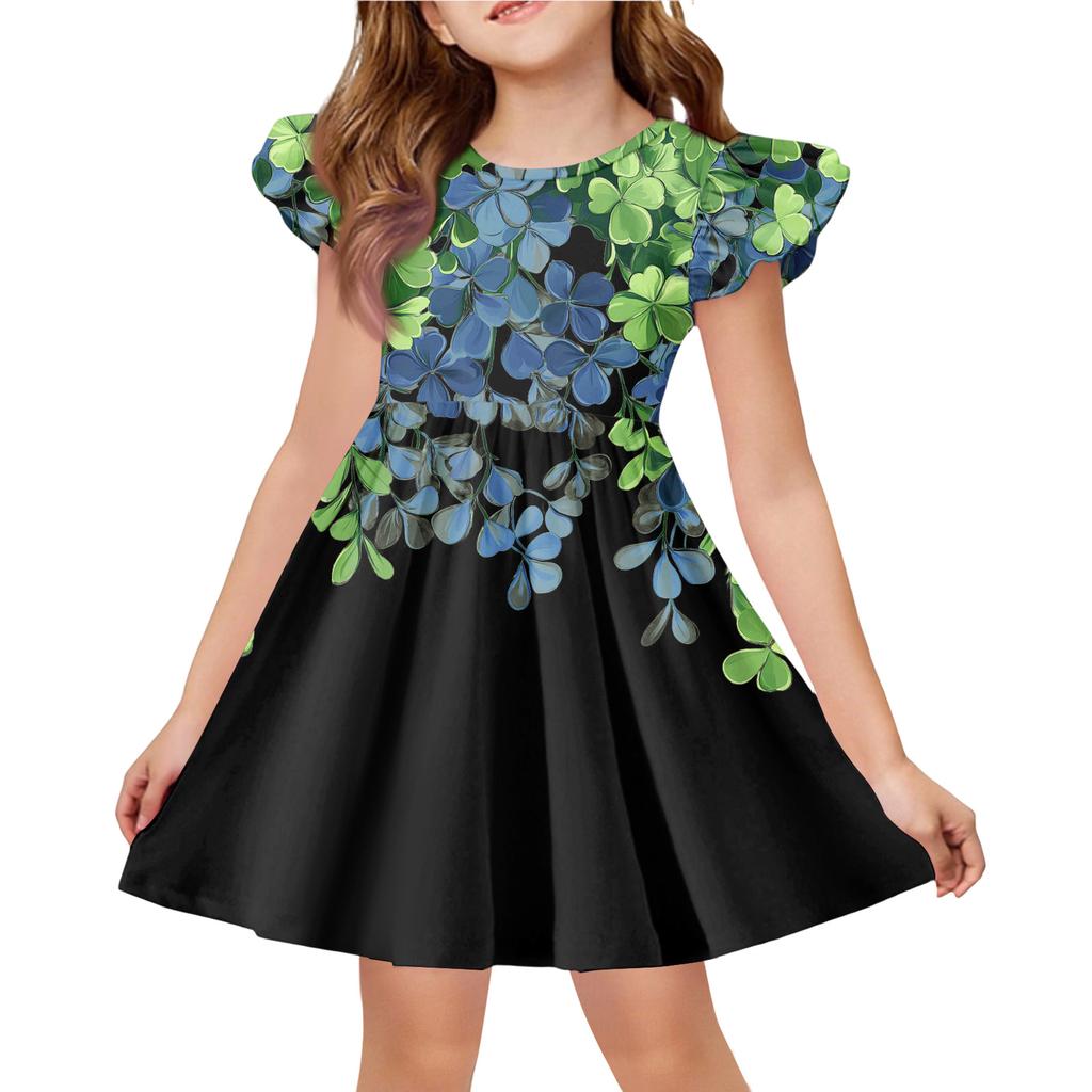 Летнее платье принцессы для девочек - А-силуэтное платье-футболка Ст. День Патрика