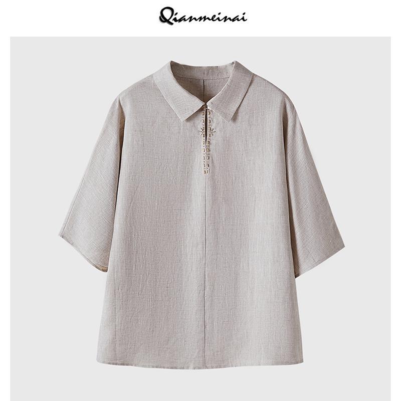 Women's Retro Dolman Sleeve Linen Shirt - Autumn 2025 Collection
