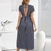 V Short Sleeve Women Summer Neck Printed Holiday Beach Bohemian Style One Piece Dress
